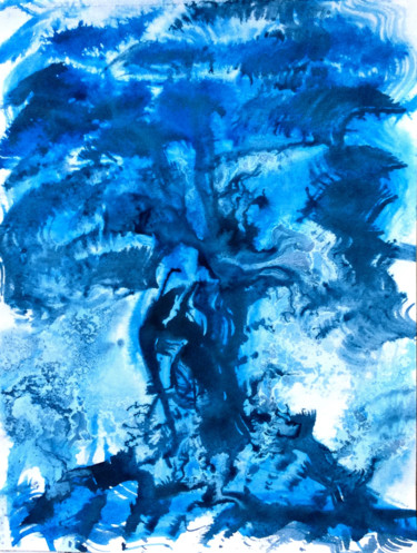 Painting titled "ARBRE  QUI PARLE...…" by Jeannette Allary, Original Artwork, Ink Mounted on Other rigid panel