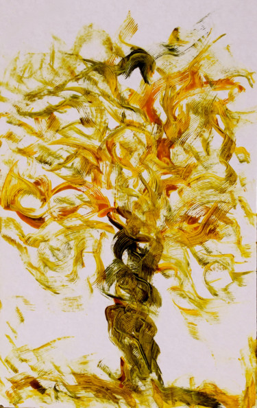 Dibujo titulada "ARBRE DE LUMIERE" por Jeannette Allary, Obra de arte original, Oleo