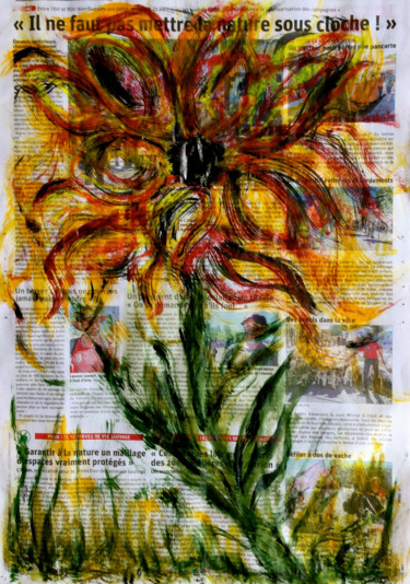 Drawing titled "DISENT LES FLEURS" by Jeannette Allary, Original Artwork, Oil