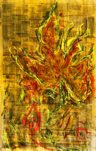 Drawing titled "LETTRE(s) à FEUILLE…" by Jeannette Allary, Original Artwork, Oil