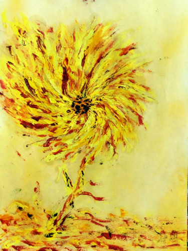 Dessin intitulée "SOLEIL ROI" par Jeannette Allary, Œuvre d'art originale, Huile