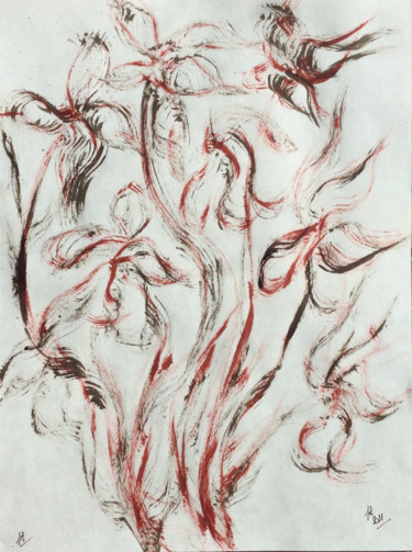 Drawing titled "DANSEZ SUR MOI" by Jeannette Allary, Original Artwork, Oil