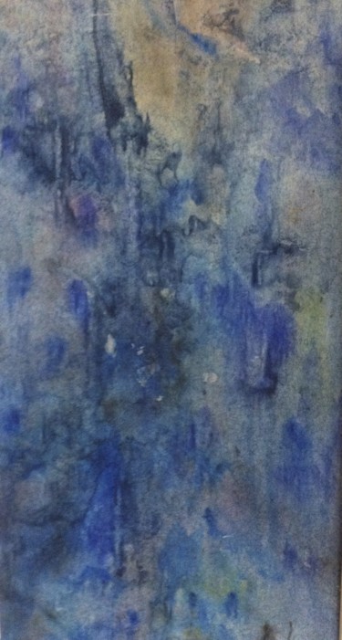 Schilderij getiteld "CAMAIEU BLEU" door Jeannette Allary, Origineel Kunstwerk, Aquarel