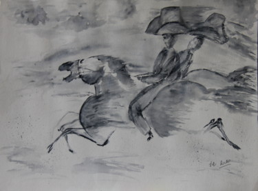 Painting titled "La COURSE" by Jeannette Allary, Original Artwork