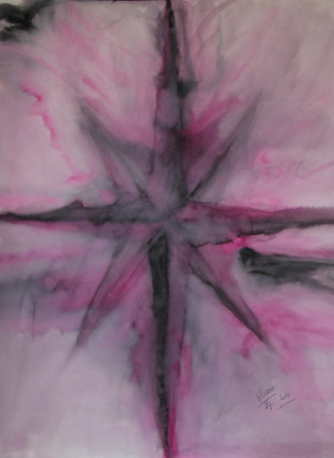 Painting titled "ROSE des VENTS" by Jeannette Allary, Original Artwork, Watercolor
