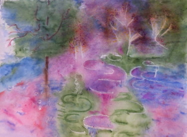 Painting titled "REFLETS" by Jeannette Allary, Original Artwork, Watercolor