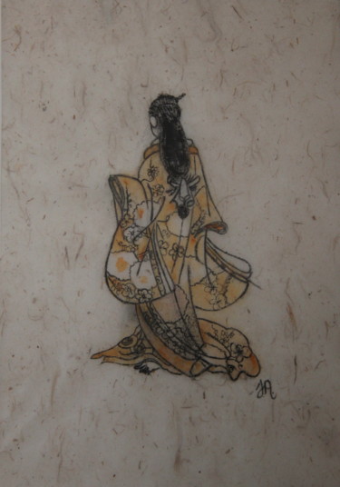 Painting titled "GEISHA" by Jeannette Allary, Original Artwork, Ink
