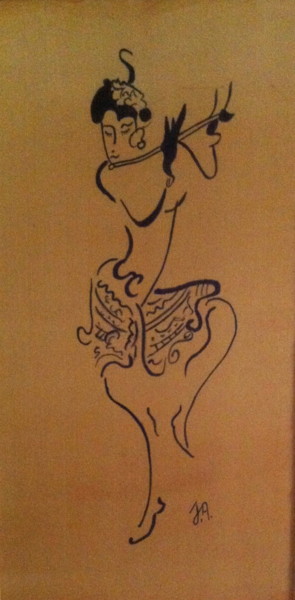 Painting titled "DANSEUSE" by Jeannette Allary, Original Artwork, Ink