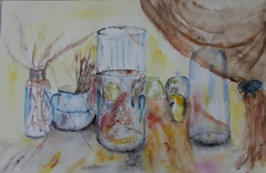 Painting titled "DECOR" by Jeannette Allary, Original Artwork, Watercolor