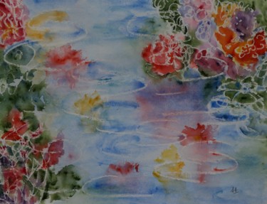 Painting titled "AU FIL DE L'EAU  (…" by Jeannette Allary, Original Artwork, Watercolor