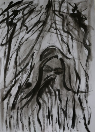Картина под названием "CAUCHEMAR" - Jeannette Allary, Подлинное произведение искусства, Чернила