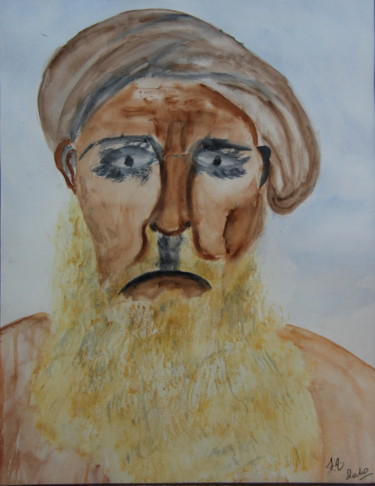 Painting titled "OUZBEK" by Jeannette Allary, Original Artwork, Watercolor