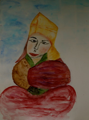 Malerei mit dem Titel "KATMANDOU  ( la ter…" von Jeannette Allary, Original-Kunstwerk, Aquarell