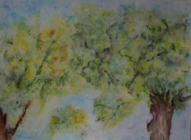 Painting titled "A L'OMBRE DES ……." by Jeannette Allary, Original Artwork, Watercolor