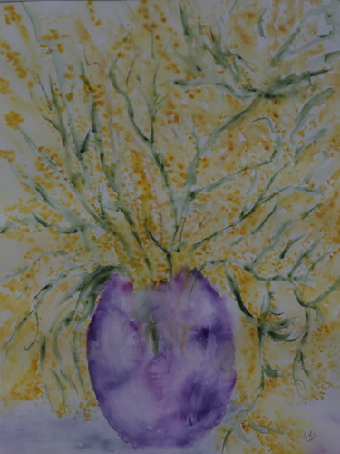 Painting titled "FOLLE FLORAISON" by Jeannette Allary, Original Artwork, Watercolor