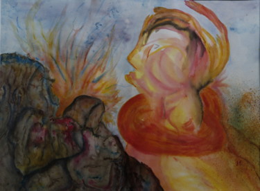Peinture intitulée "Le TOUAREG" par Jeannette Allary, Œuvre d'art originale, Aquarelle