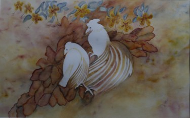 Peinture intitulée "TENDRE HARMONIE" par Jeannette Allary, Œuvre d'art originale, Aquarelle
