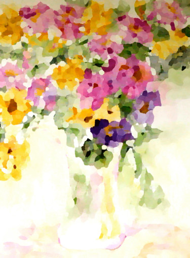 Digital Arts titled "BOUQUET SANDRA ( 2 )" by Jeannette Allary, Original Artwork, Digital Painting