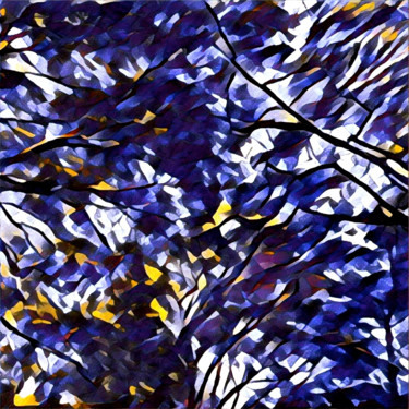 Digital Arts titled "BLEU VITRAIL" by Jeannette Allary, Original Artwork, Digital Painting