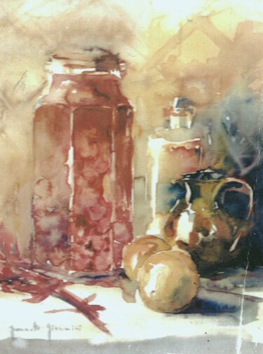 Painting titled "Nature Morte - Le b…" by Jeannette Giannini, Original Artwork, Watercolor