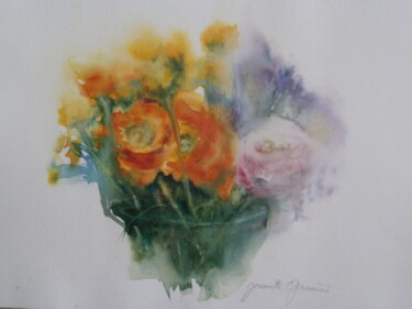 Peinture intitulée "Fleurs - bouquet de…" par Jeannette Giannini, Œuvre d'art originale, Aquarelle