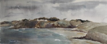 Peinture intitulée "Marine côte bretonne" par Jeannette Giannini, Œuvre d'art originale, Aquarelle
