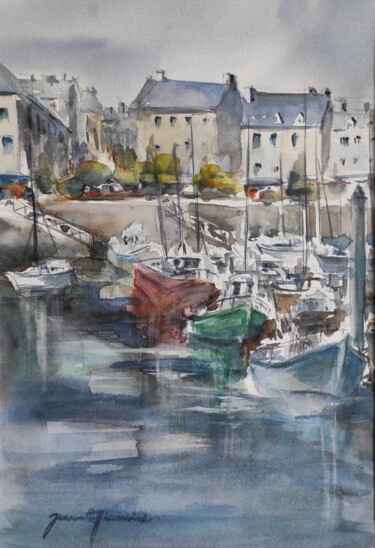 Malarstwo zatytułowany „Bretagne port 2” autorstwa Jeannette Giannini, Oryginalna praca, Akwarela