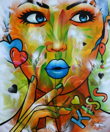 Картина под названием "kiss" - Jeannette Guichard-Bunel, Подлинное произведение искусства, Масло
