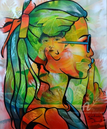 Painting titled "Boutd'chou" by Jeannette Guichard-Bunel, Original Artwork, Oil Mounted on Wood Stretcher frame