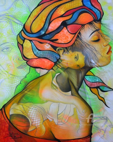 Painting titled "hommage à Egon Schi…" by Jeannette Guichard-Bunel, Original Artwork, Oil Mounted on Wood Stretcher frame