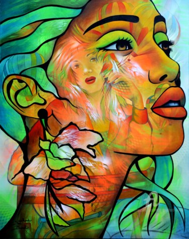 Painting titled "Envole moi" by Jeannette Guichard-Bunel, Original Artwork, Oil Mounted on Wood Stretcher frame