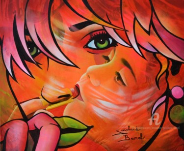Painting titled "Tout comme maman..." by Jeannette Guichard-Bunel, Original Artwork, Oil Mounted on Wood Stretcher frame