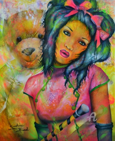 Painting titled "le confident" by Jeannette Guichard-Bunel, Original Artwork, Oil Mounted on Wood Stretcher frame