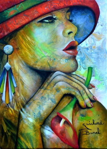 Painting titled "Désir" by Jeannette Guichard-Bunel, Original Artwork, Oil