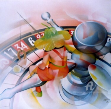 Peinture intitulée "la pêche au hasard" par Jeannette Guichard-Bunel, Œuvre d'art originale, Huile