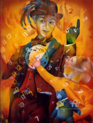 Pintura titulada "le gardien du temps…" por Jeannette Guichard-Bunel, Obra de arte original, Oleo