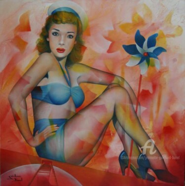 Painting titled "ça dépend du temps…" by Jeannette Guichard-Bunel, Original Artwork, Oil