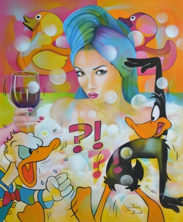 Peinture intitulée "Tu viens mon canard?" par Jeannette Guichard-Bunel, Œuvre d'art originale, Huile