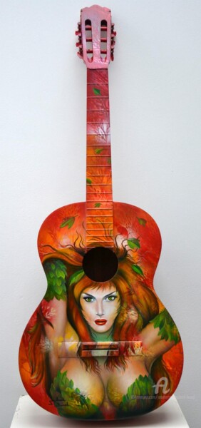 Painting titled "guitare "Poison Ivy"" by Jeannette Guichard-Bunel, Original Artwork
