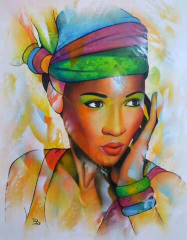 Peinture intitulée "Hawa" par Jeannette Guichard-Bunel, Œuvre d'art originale, Huile