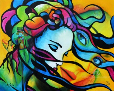 Painting titled "une petite voix m'a…" by Jeannette Guichard-Bunel, Original Artwork, Oil