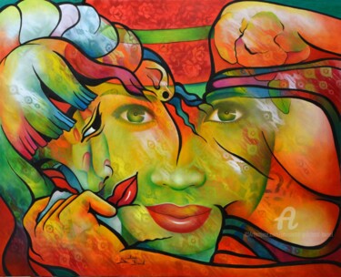 Peinture intitulée "l 'enjôleuse" par Jeannette Guichard-Bunel, Œuvre d'art originale, Huile