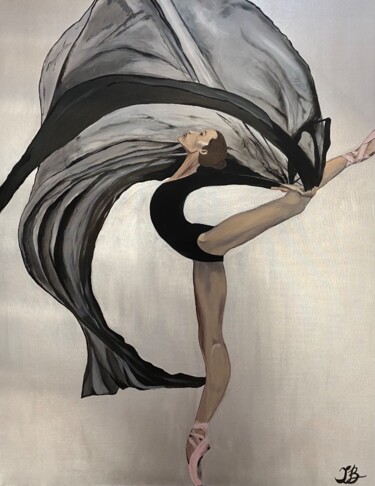 Ballerina with a tissue Painting titled "Ballerina with a ti…" by Janna Kasimova, Original Art, Acrylic Mounted on Stretcher frame