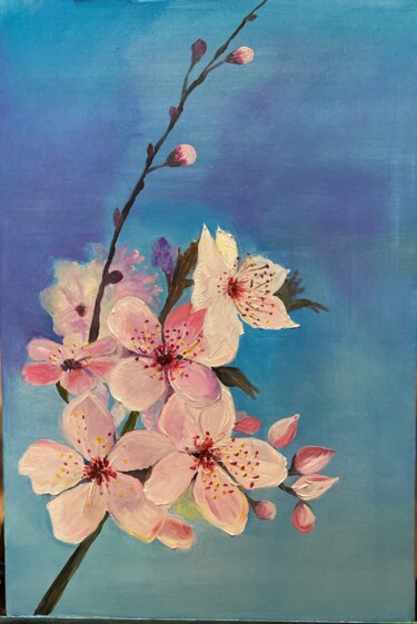 Painting titled "The Spring" by Janna Kasimova, Original Artwork, Oil Mounted on Wood Stretcher frame