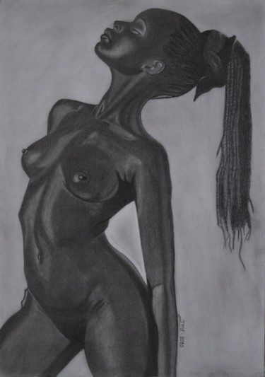 图画 标题为“Dark Skin Girl” 由Jean Faye, 原创艺术品, 铅笔