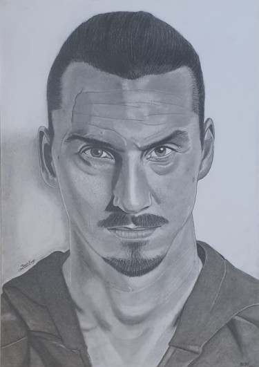 Drawing titled "Ibrahimovic" by Jean Faye, Original Artwork, Pencil