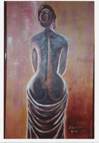 Painting titled "dos nu" by Jeannine Dautruche, Original Artwork, Oil