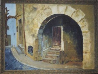 Painting titled "la vieille porte" by Jeannine Dautruche, Original Artwork