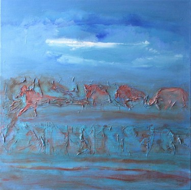 Painting titled "Mémoires rupestres" by Jeannine Martin, Original Artwork, Oil