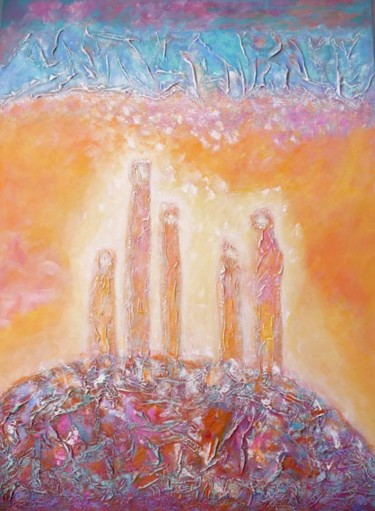 Painting titled "Connexion" by Jeannine Martin, Original Artwork, Oil